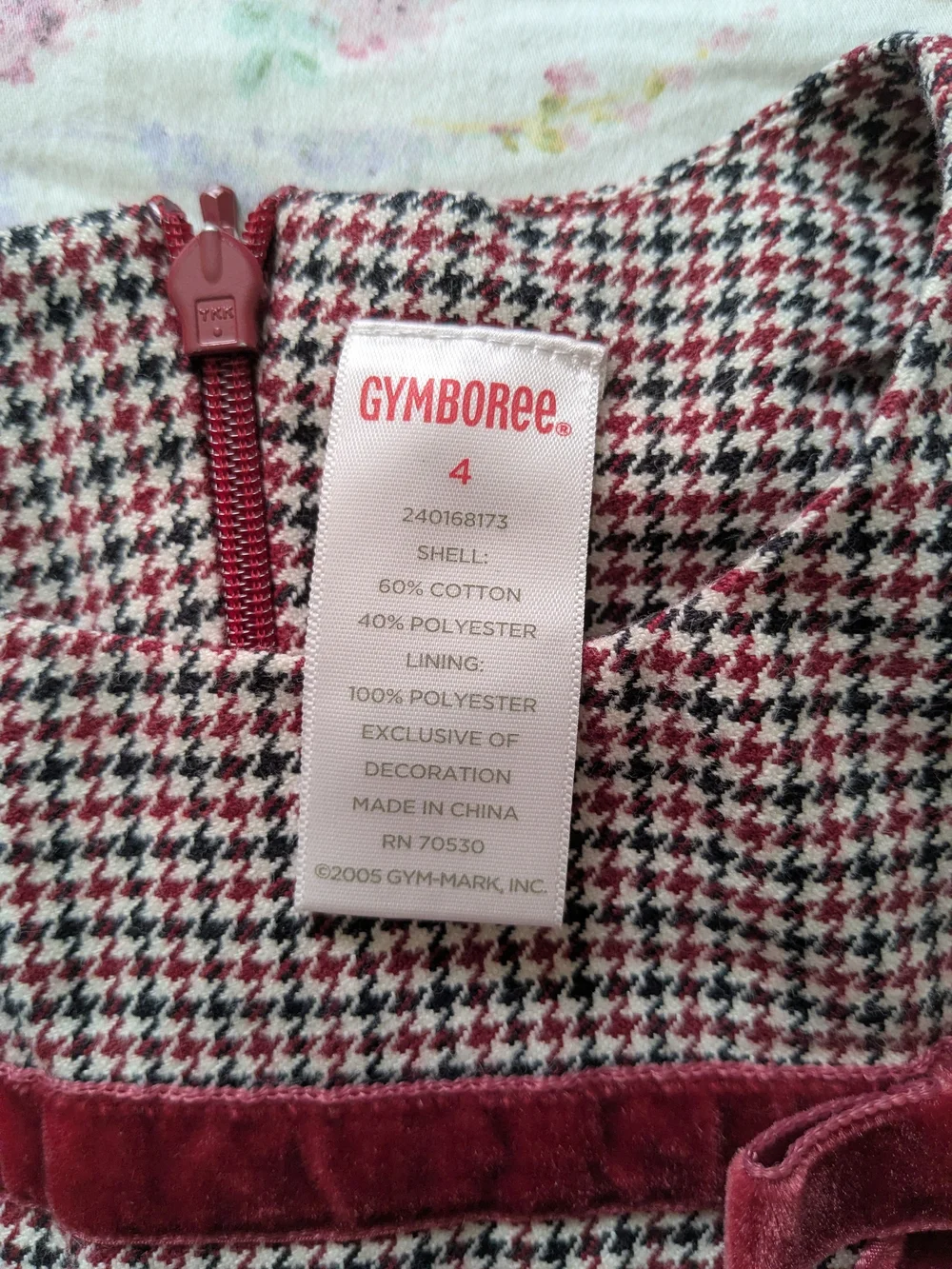 Carters Red Plaid Velvet-Trim Girls Dress